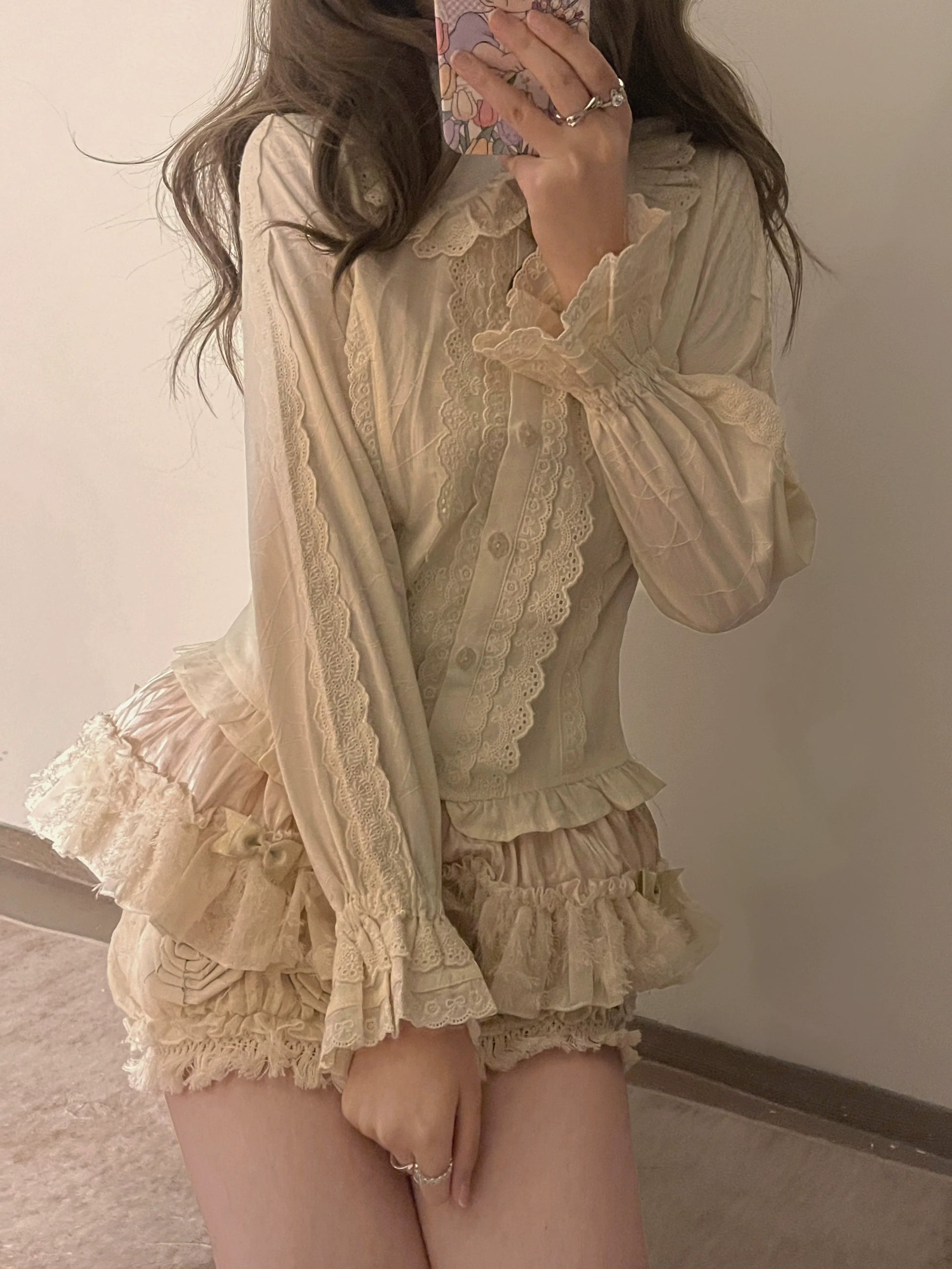 Kawaii Lolita Blouse Soft Girl Bubble Puff Sleeve