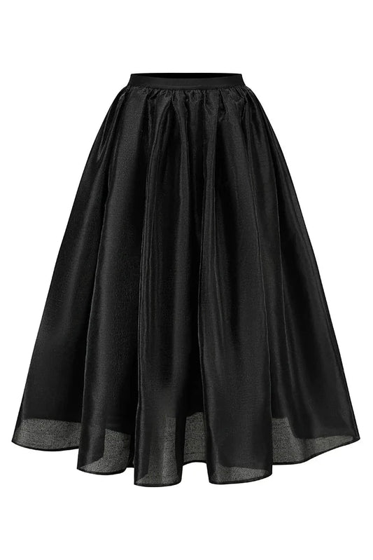 Pearl Essent Satin Puffy Skirt Black