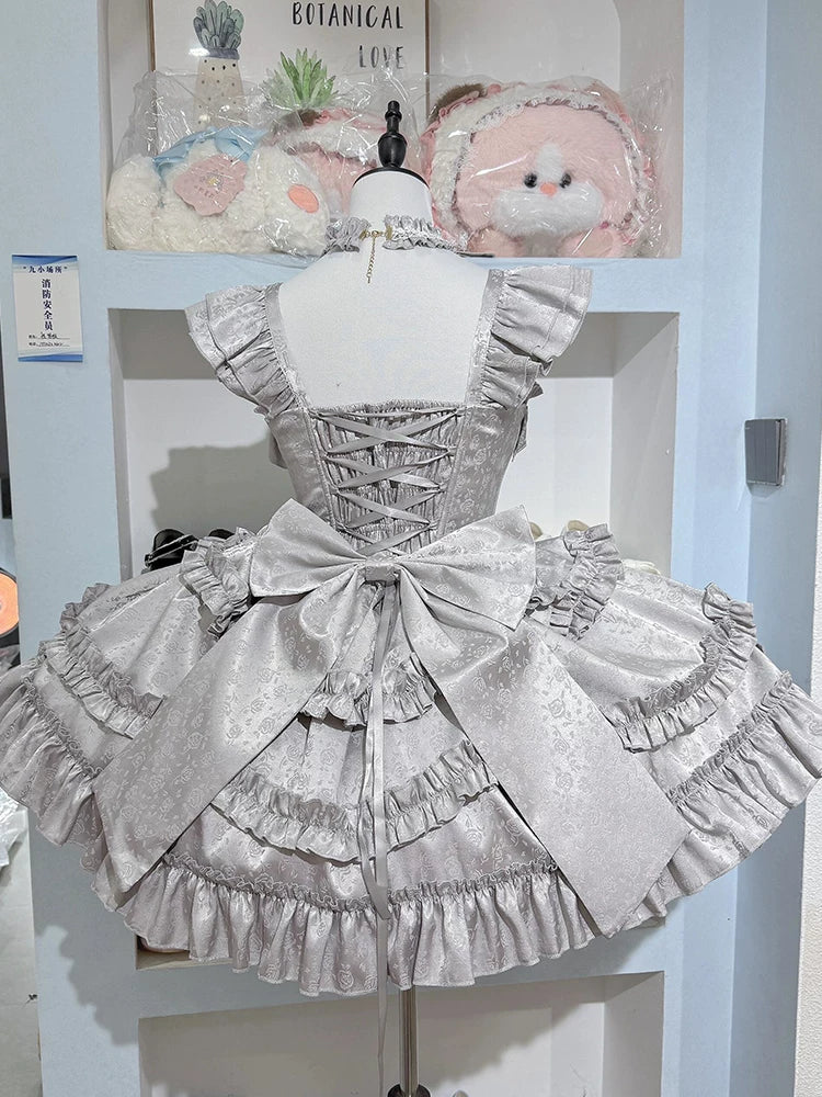 Babaluya Silver Lolita Dress JSK Elegant Lolita Princess Puffy Skirt Dress