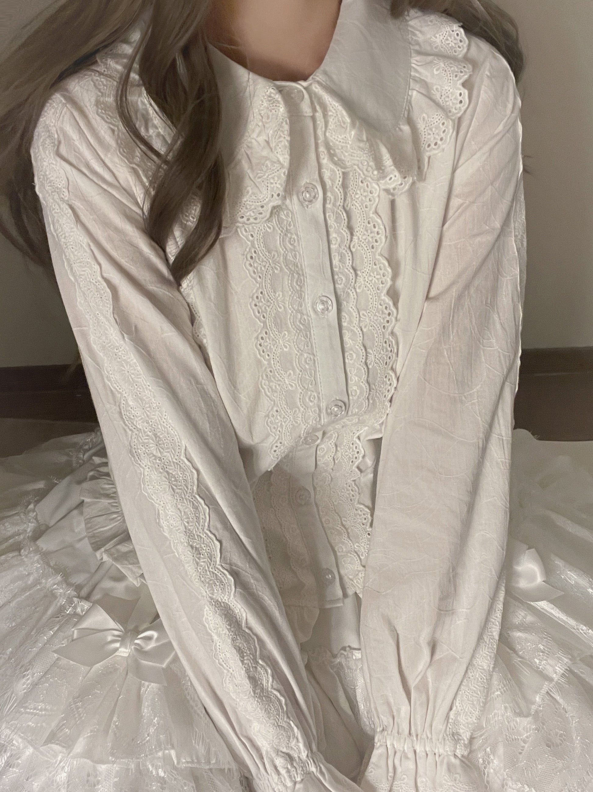 Kawaii Lolita Blouse Soft Girl Bubble Puff Sleeve