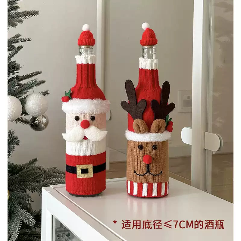 Christmas wine bottle knitted set