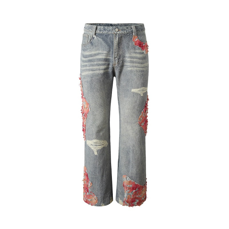 Elegant Evening Lace Embroidered Denim Jeans