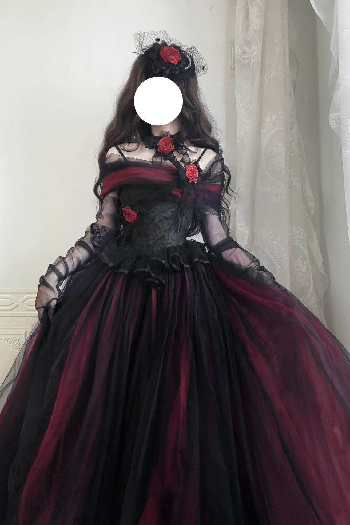 Dark Elegant Tulle Dress + Hat