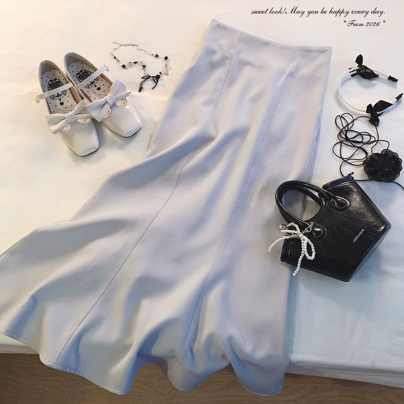 Handmade Clear-Style Vintage Japanese High-Waist Elegant Chic Mermaid Midi Skirt