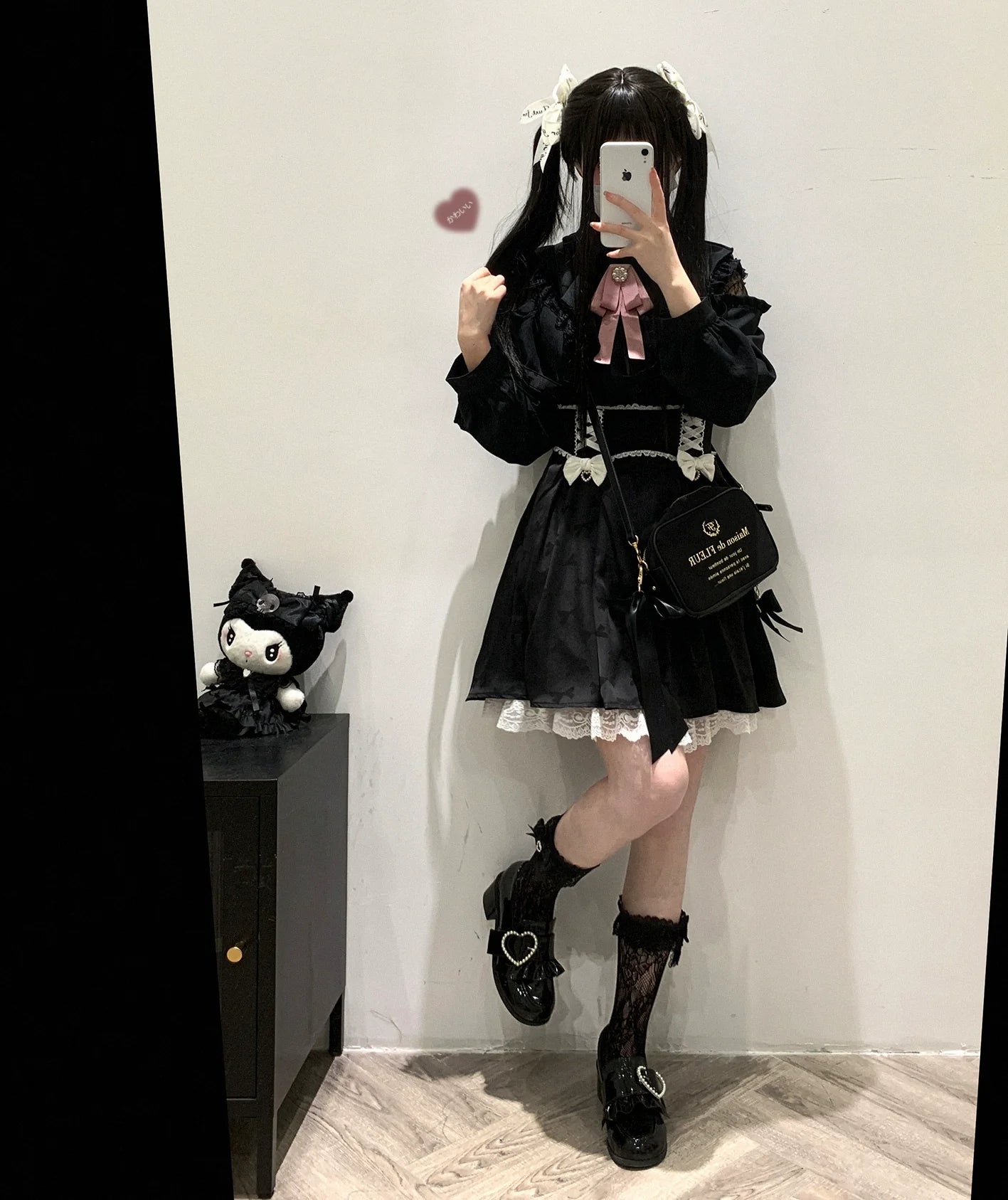 (BFM)KittyBxllet~Kuroneko~Jirai Kei Shoulder Open Ruffle Lace Long Sleeve Blouse