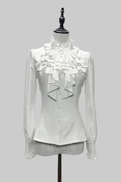 [Pre-order] Dark Gothic Black Short Jacket + White Shirt + Rose Ribbon