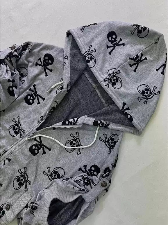 Gray skull hoodie sweatshirt jacket