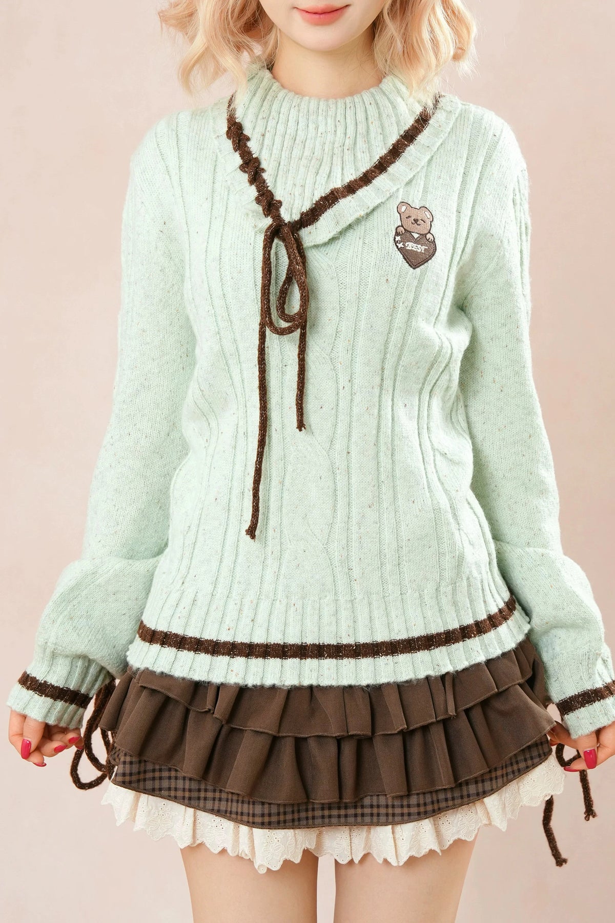 Mint Bear Knit Top + Cake Skirt