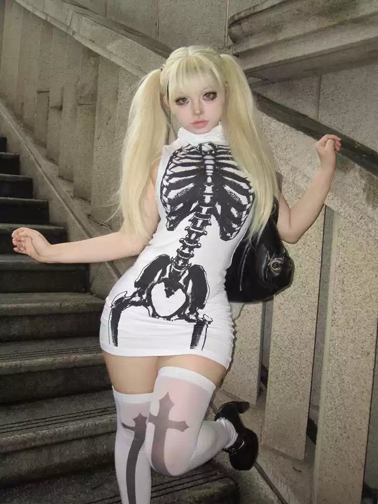 Goth Baddie Printed Hip-hugging Dress