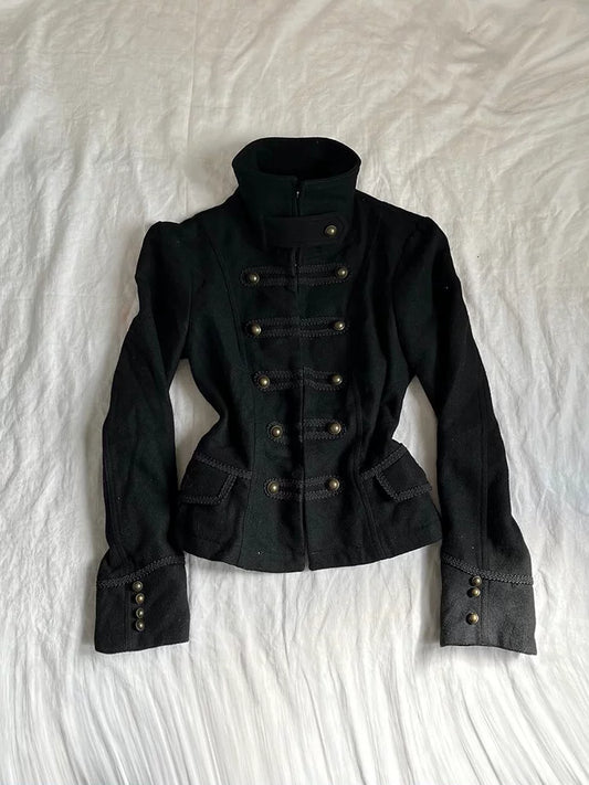 Gothic Rose — Original Vintage-Inspired Black High-End Fashion Jacket, Stylish and Versatile, Chic Boutique Design Top