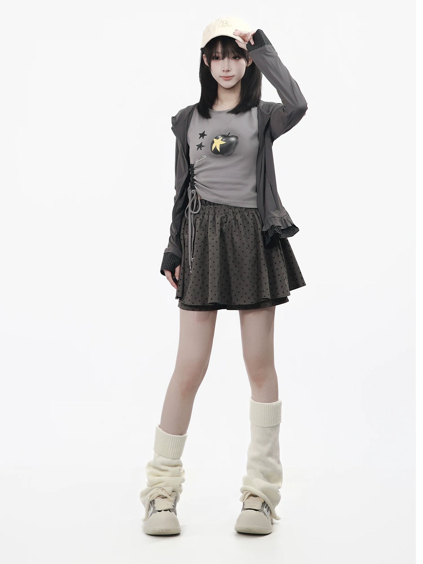 Ready Stock 【Black Fog】 Lightweight Chiffon Cardigan Sun Protection Jacket Summer Tank Dress Polka Dot Outfit Slimming