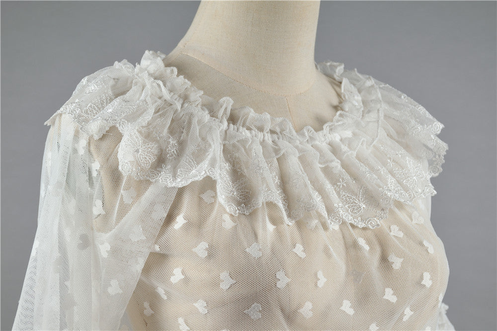 Plus Size Lolita Shirt Lace Mesh Blouse
