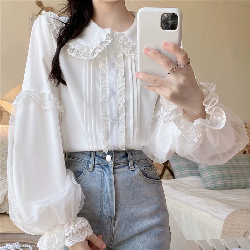 Sweet Lolita Shirt White Doll Collar Shirt