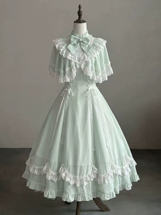 French Gentle Elegant “Madame” Design Light Luxury Lace Trim Lace-Panel Flare Waist Midi Dress for Summer
