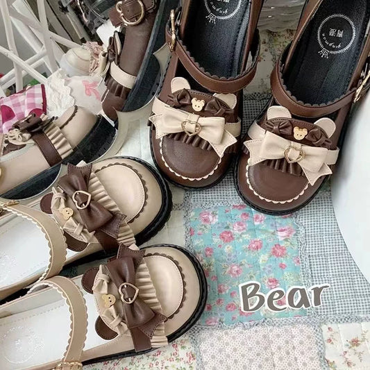 Spring New Lolita Shoes Cute Bowknot, Versatile, High-Beauty Round-Toe Student JK Uniform Leather Shoes