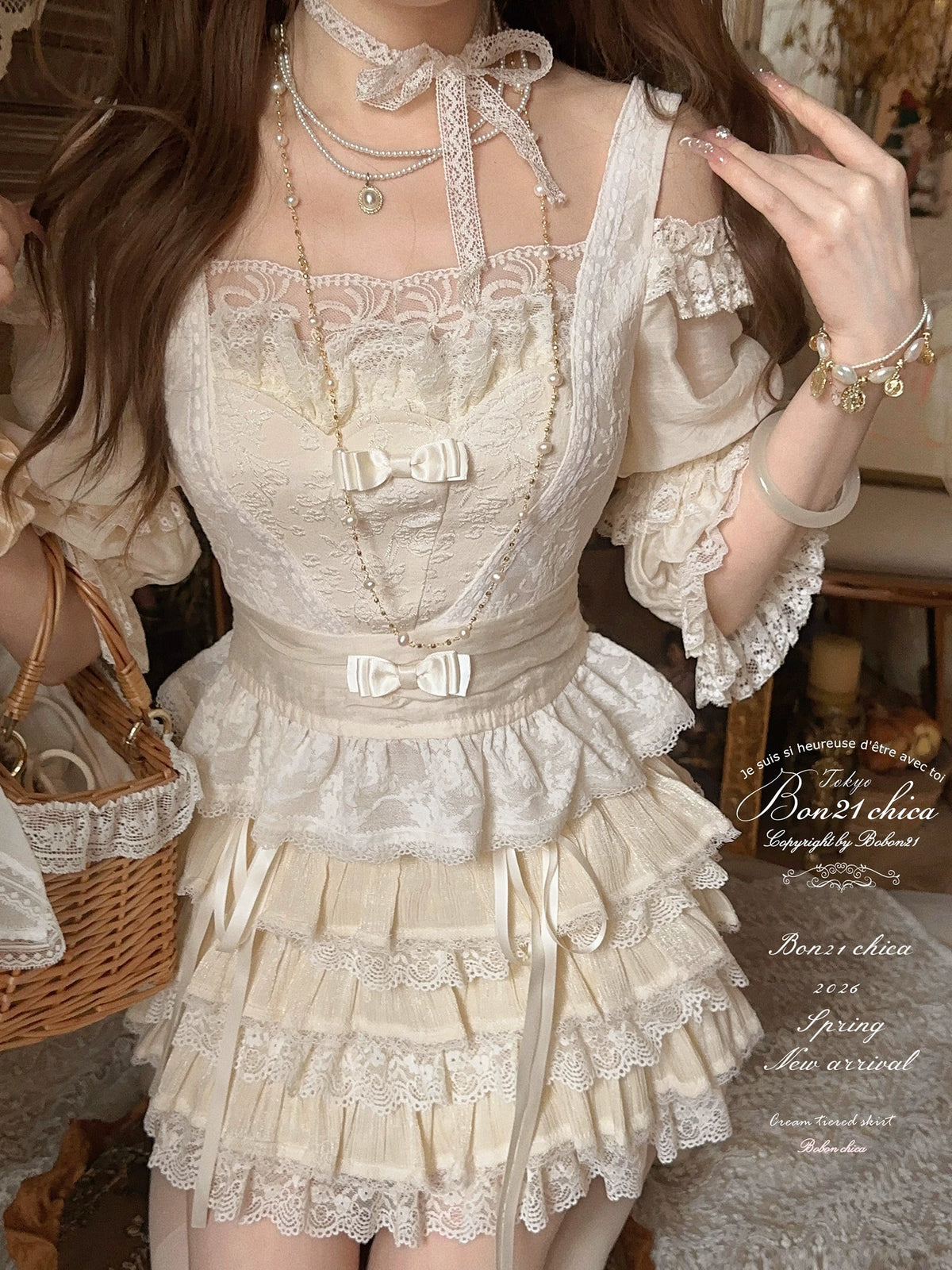 Courtyard Wish Pond French Court Style Short-Sleeve Dress T2463