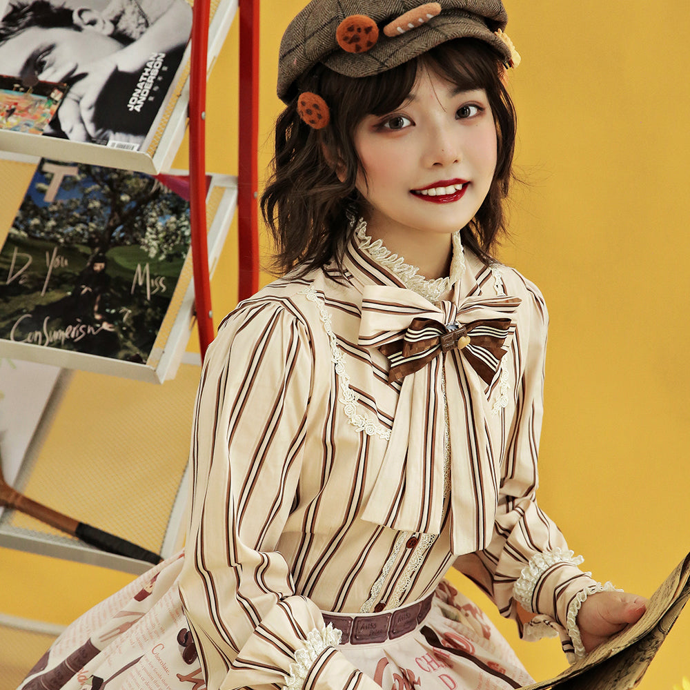 Chocolate Daily Light Sweet Stripe Lolita Blouse