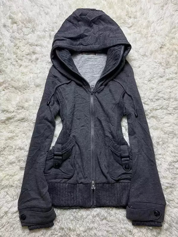 gray hooded jacket