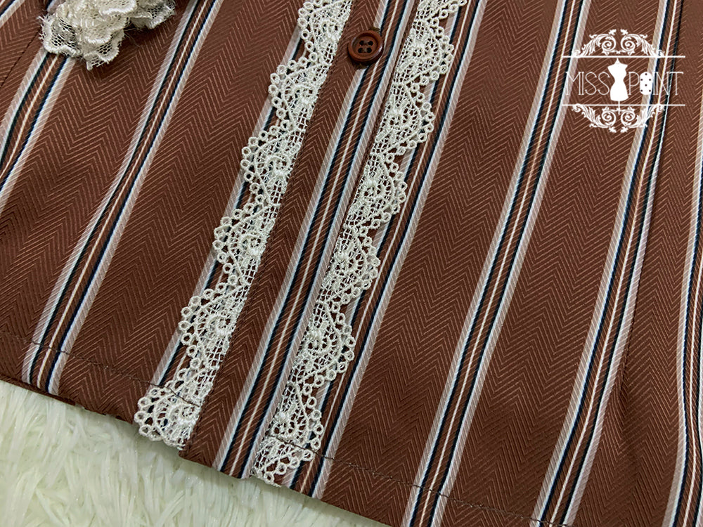 Chocolate Daily Light Sweet Stripe Lolita Blouse