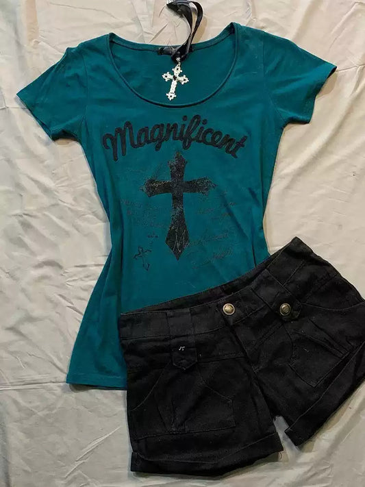 Dark blue cross T-shirt