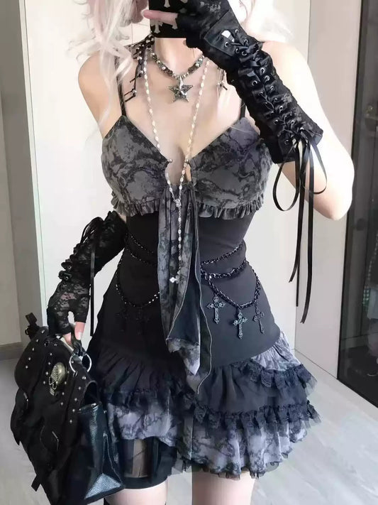 Y2K Grunge Suspender Dress