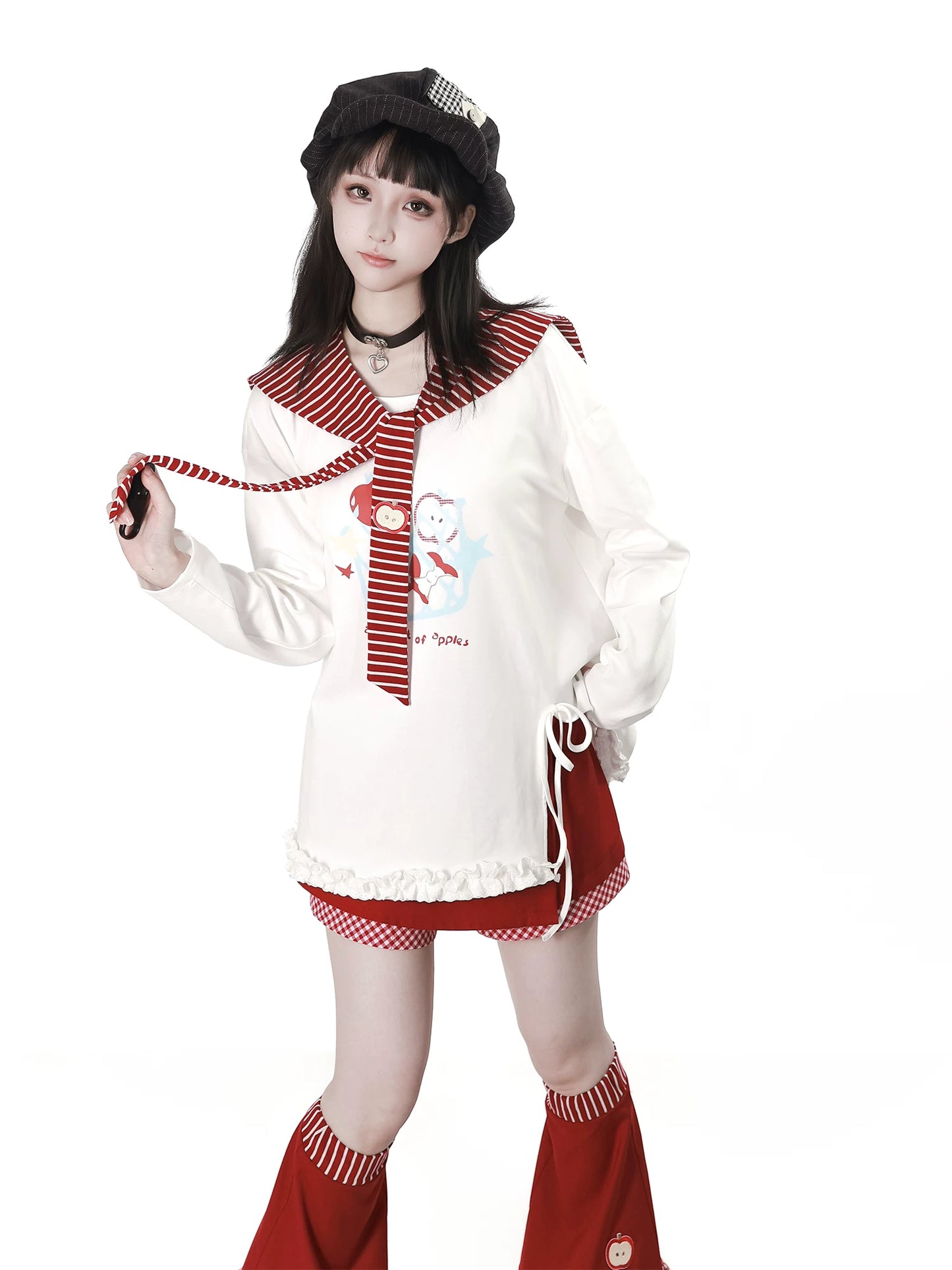 Pinksavior “Guoguolog” Pink-and-White Stripe Camisole Dress with Flower Bud Suspender Dress + Shawl Summer-Fall Matching Outfit for Best Friends