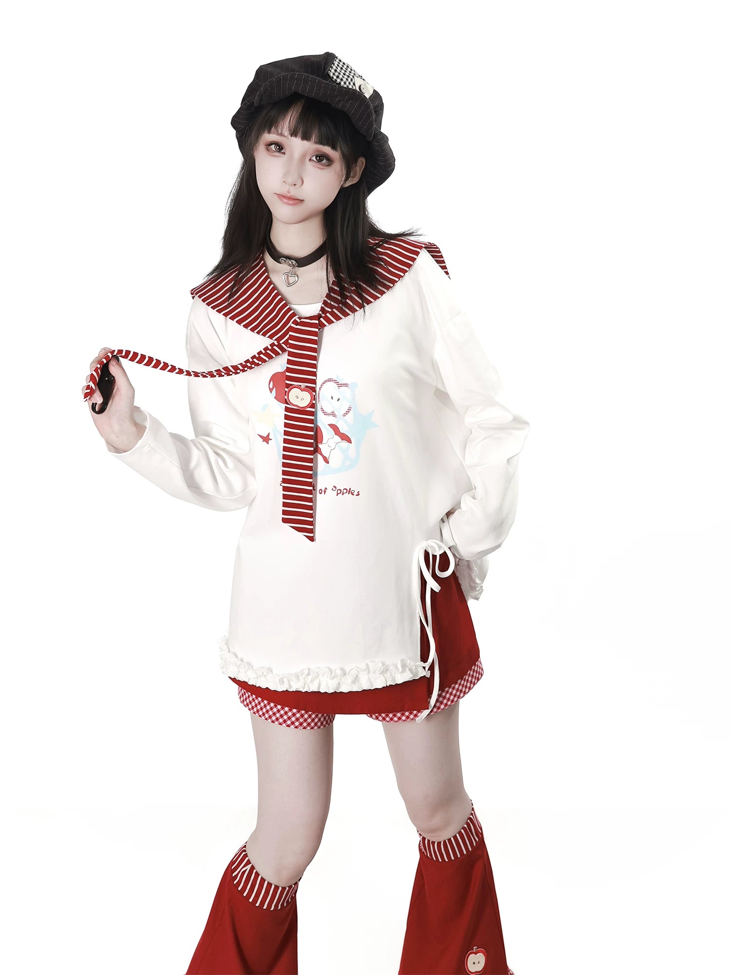 Pinksavior “Guoguolog” Pink-and-White Stripe Camisole Dress with Flower Bud Suspender Dress + Shawl Summer-Fall Matching Outfit for Best Friends