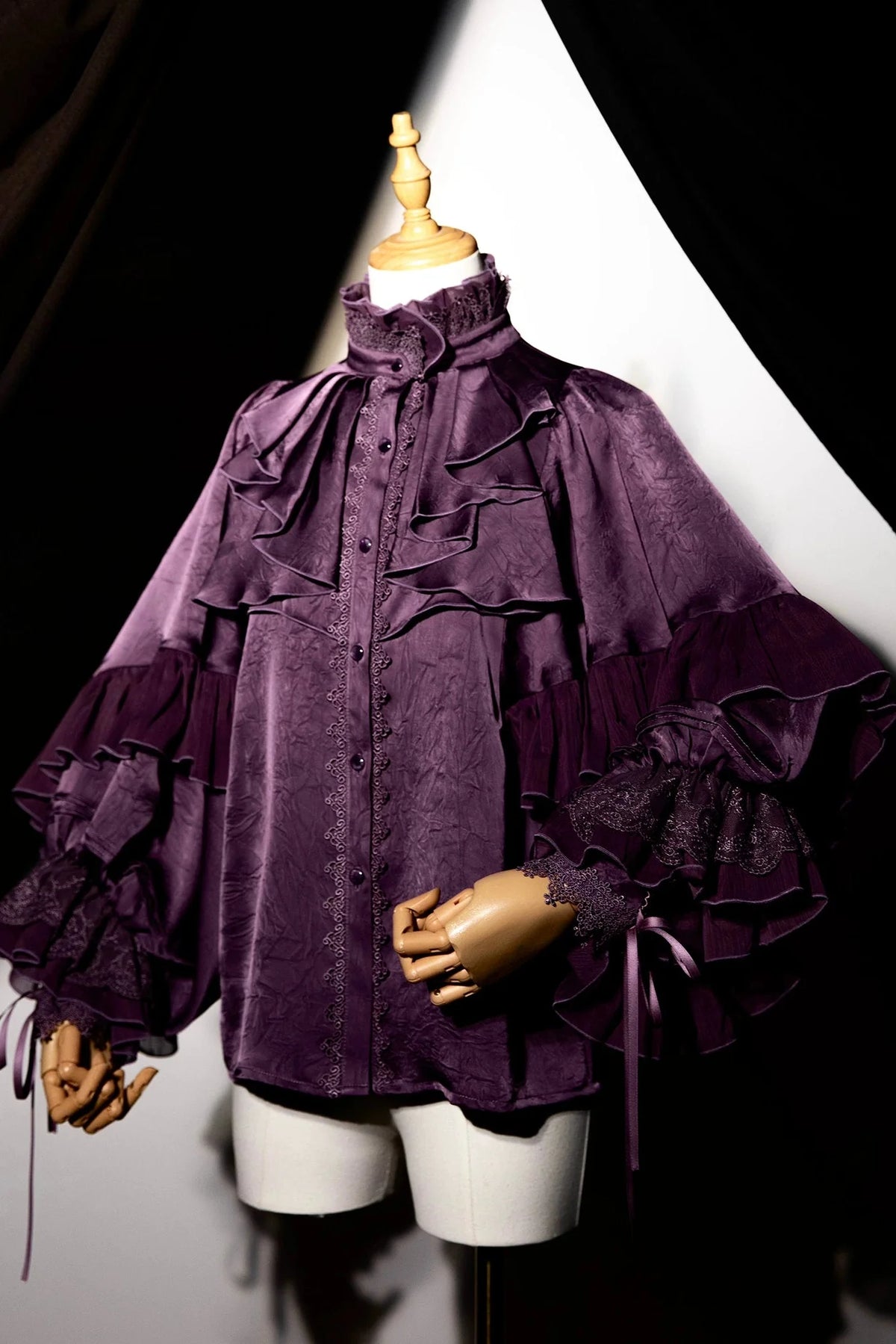 Moon Night Bat Wing Blouse + Brooch