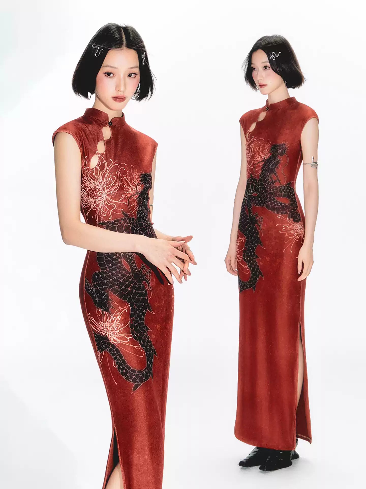 Red Dragon Cheongsam Dress