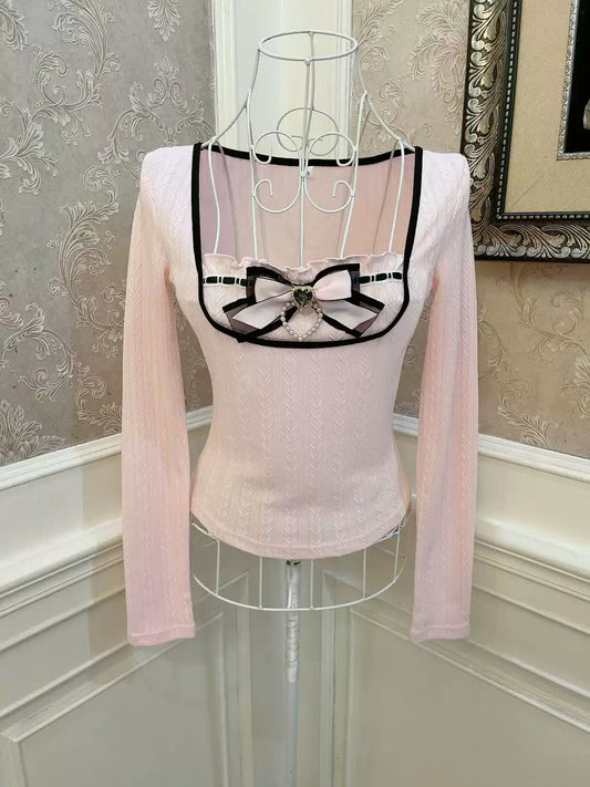 Coquette Heart Bow Love Diamond Top
