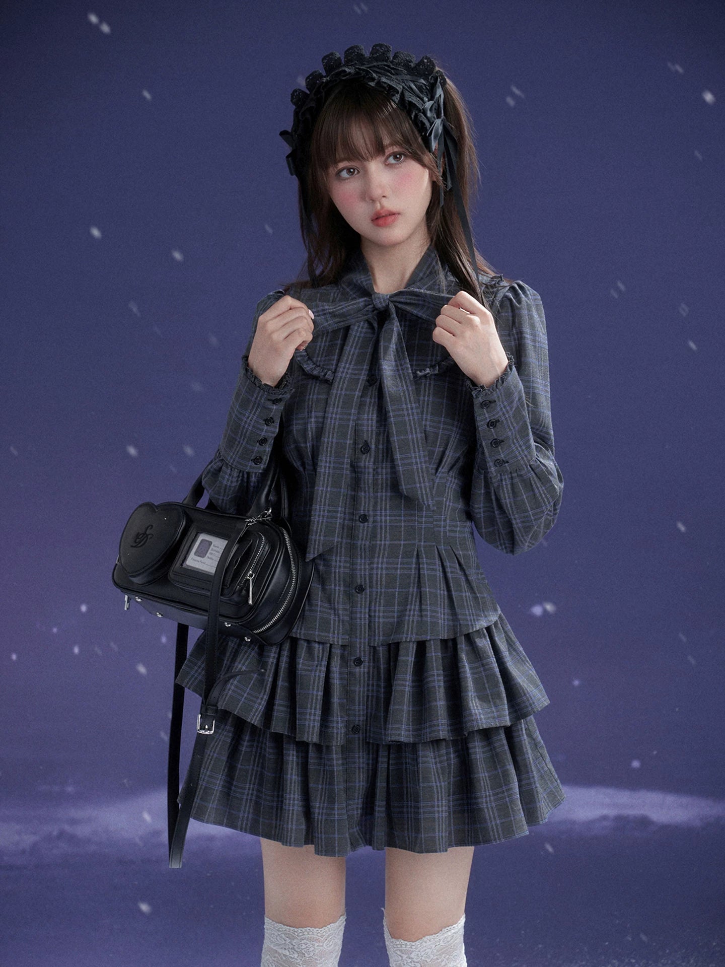 SagiDolls Girls “Fighting Spirit” #Twilight Doll #Grey-Blue Check Bow Cake Dress Lolita Summer