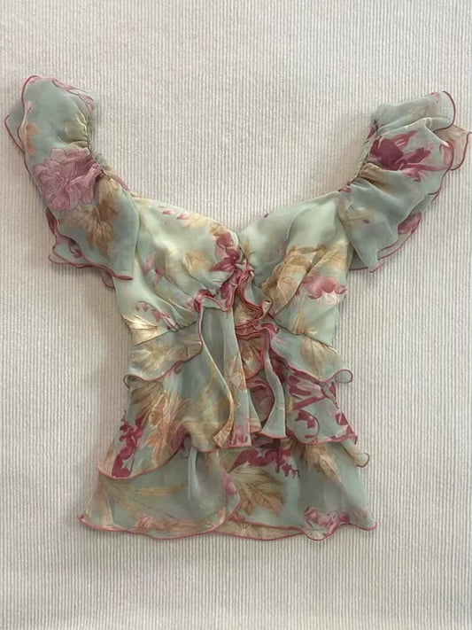 Floral Sweet Cinched Waist Cami Top for Summer, Slimming and Flattering, Elegant Little-Sense Boutique Style for Women