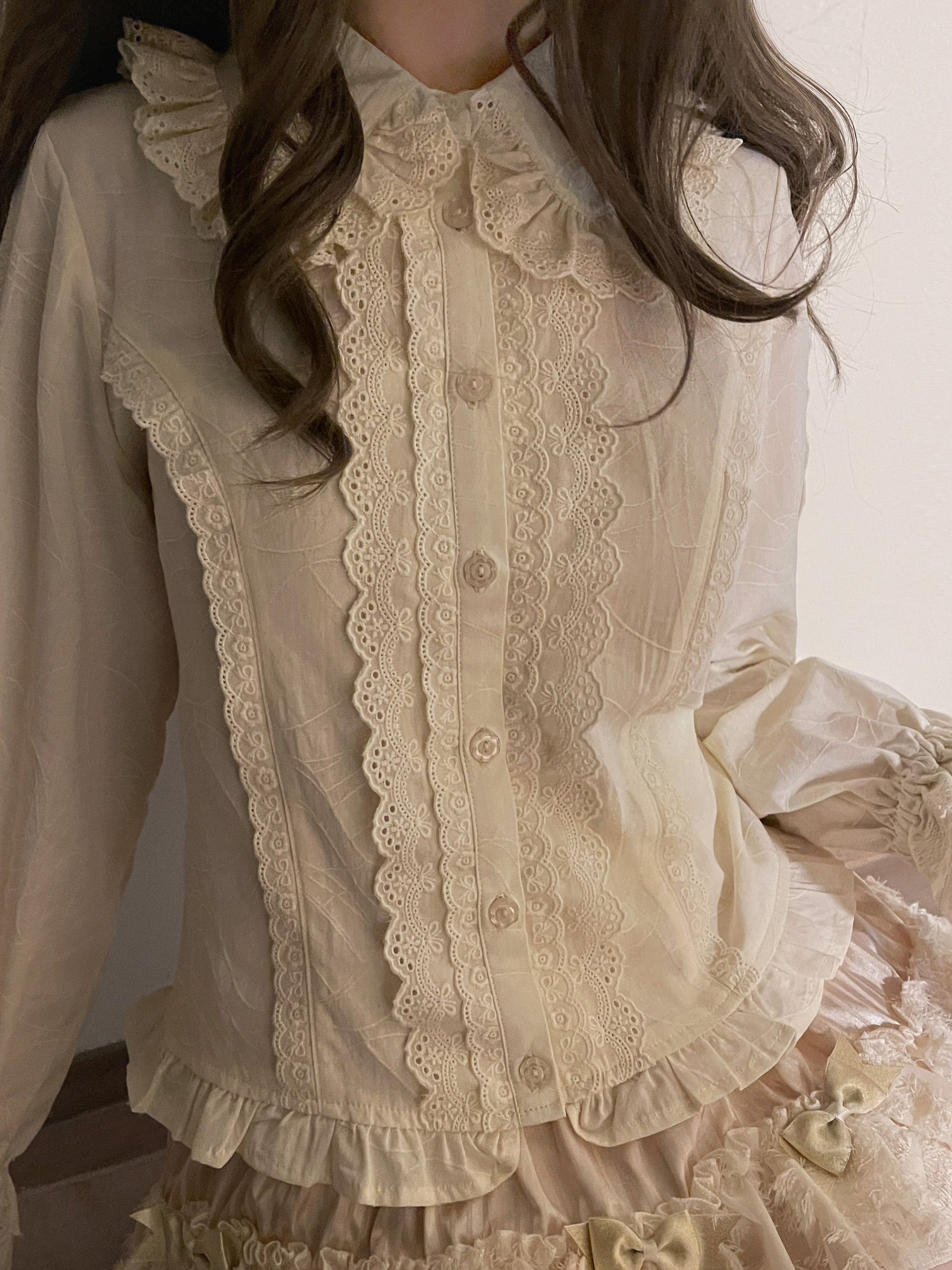 Kawaii Lolita Blouse Soft Girl Bubble Puff Sleeve
