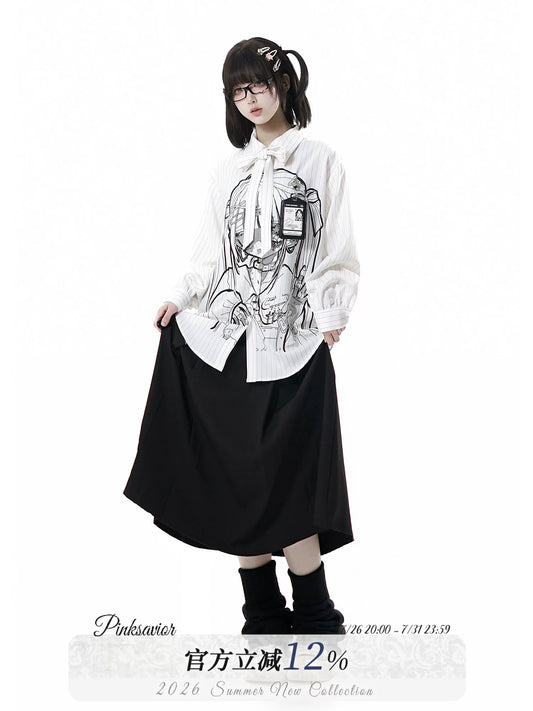 Ready Stock, Ships Fast “Noisy Summer Dream” Oversized All-Over Print Shirt Short Sleeve Summer-Autumn Draping Design Matching Set