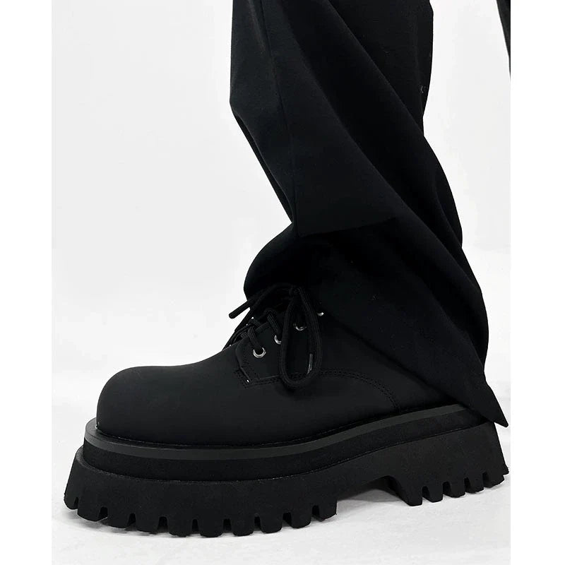 Thick-Soled Chunky Black Platform Derby Shoes