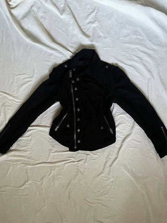 Gothic Rose Original Vintage American-Style Black Slim-Fit Jacket for Women, New Early Autumn Collection