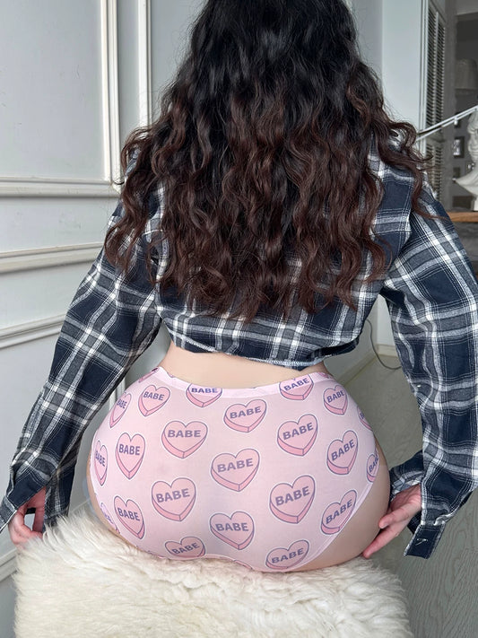 Original Pure-Desire Sexy Ice-Silk Underwear for Girls, Cotton Gusset, Heart Detail, Sexy Hips, New Letter Triangle Panties, European &amp; American Hot Girl Style