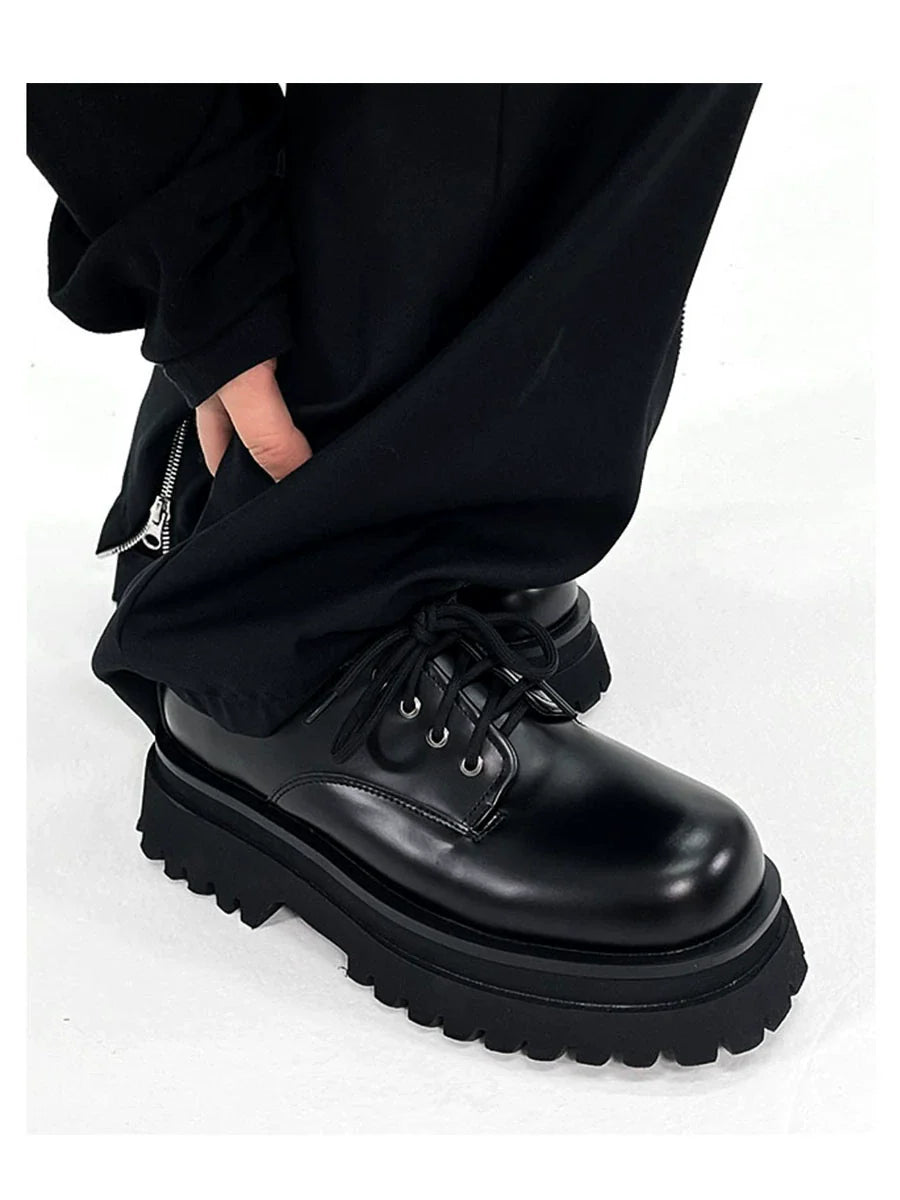 Thick-Soled Chunky Black Platform Derby Shoes