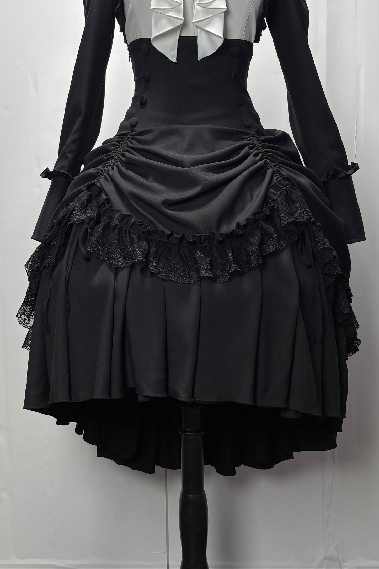 [Pre-order] Dark Gothic Black Corset Layered Pull-Up Skirt