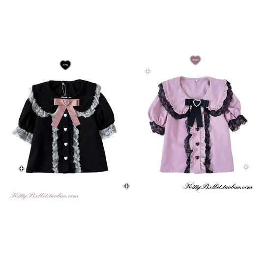 KittyBxllet Original “Love Craft” Lace-Style Mass-Produced Sweet-and-Cool Shirt