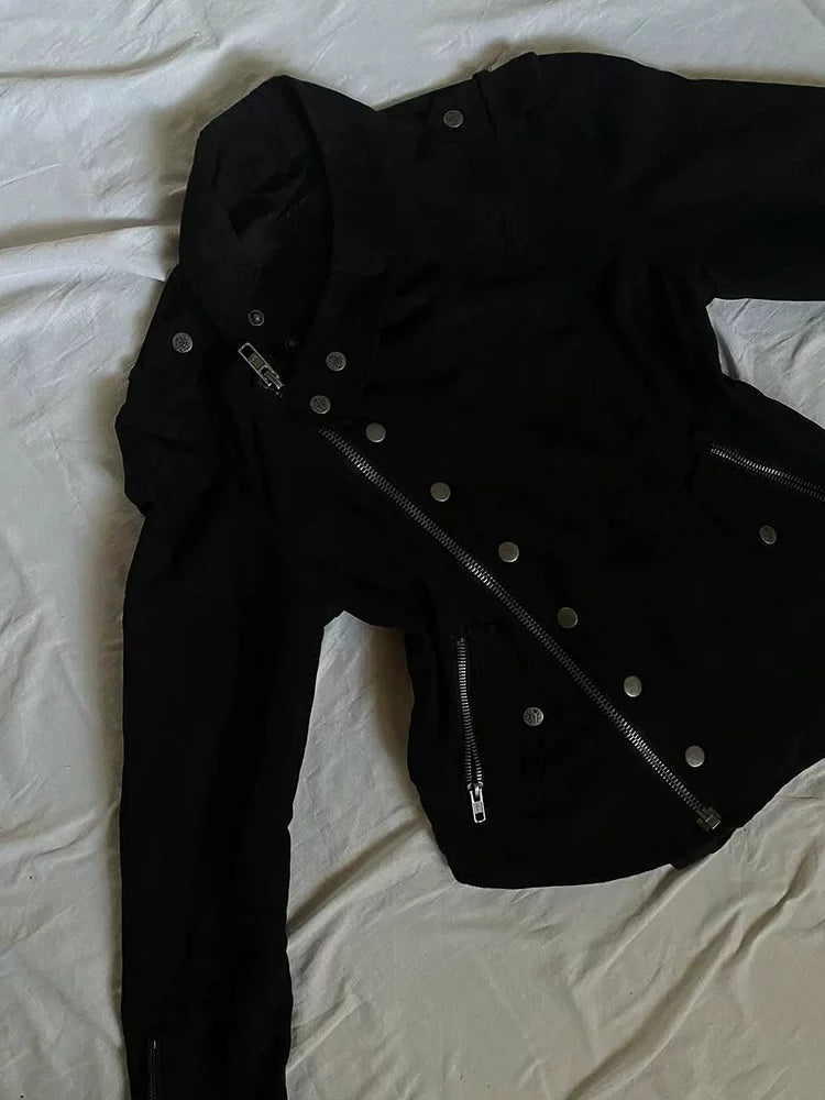Gothic Rose Original Vintage American-Style Black Slim-Fit Jacket for Women, New Early Autumn Collection