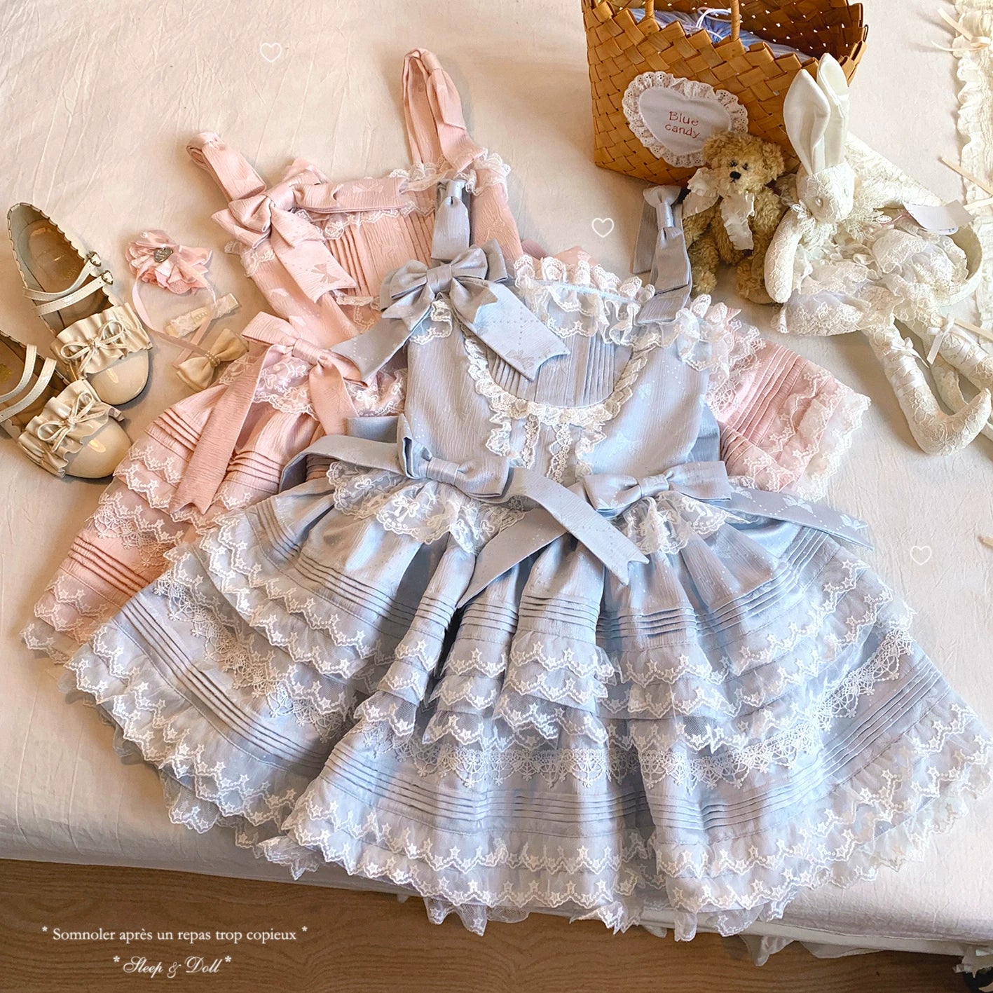 Last-Stock xcy Sweet Girl Butterfly Bow Embossed Star Pattern Lace Layered Puffy Cake Slip Dress