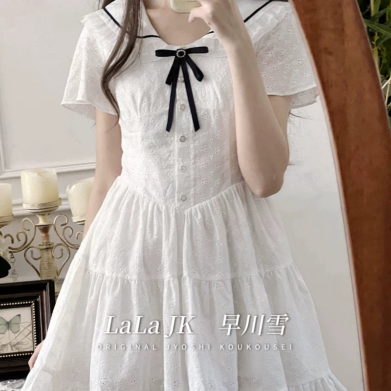 LaLa Sauce Hayakawa Yuki Original Design Lace-Up Dress: Sweet “First Love” Cute Japanese Soft-Girl One-Piece Dress, New Arrival