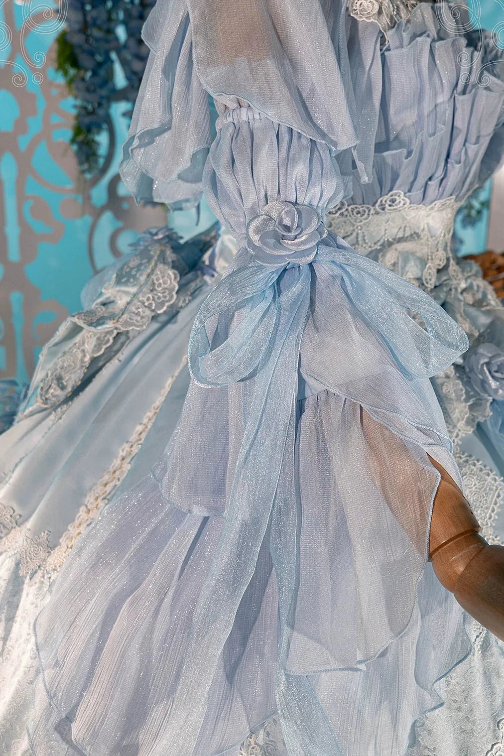 Fairy Princess Lolita Jumper Skirt + Hair Accessories + Sleeves Blue ［Sleeves ］