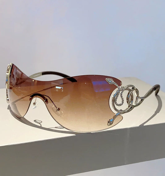 Frameless Snake Temple Sunglasses | Coquette Y2K Street Style UV Protection