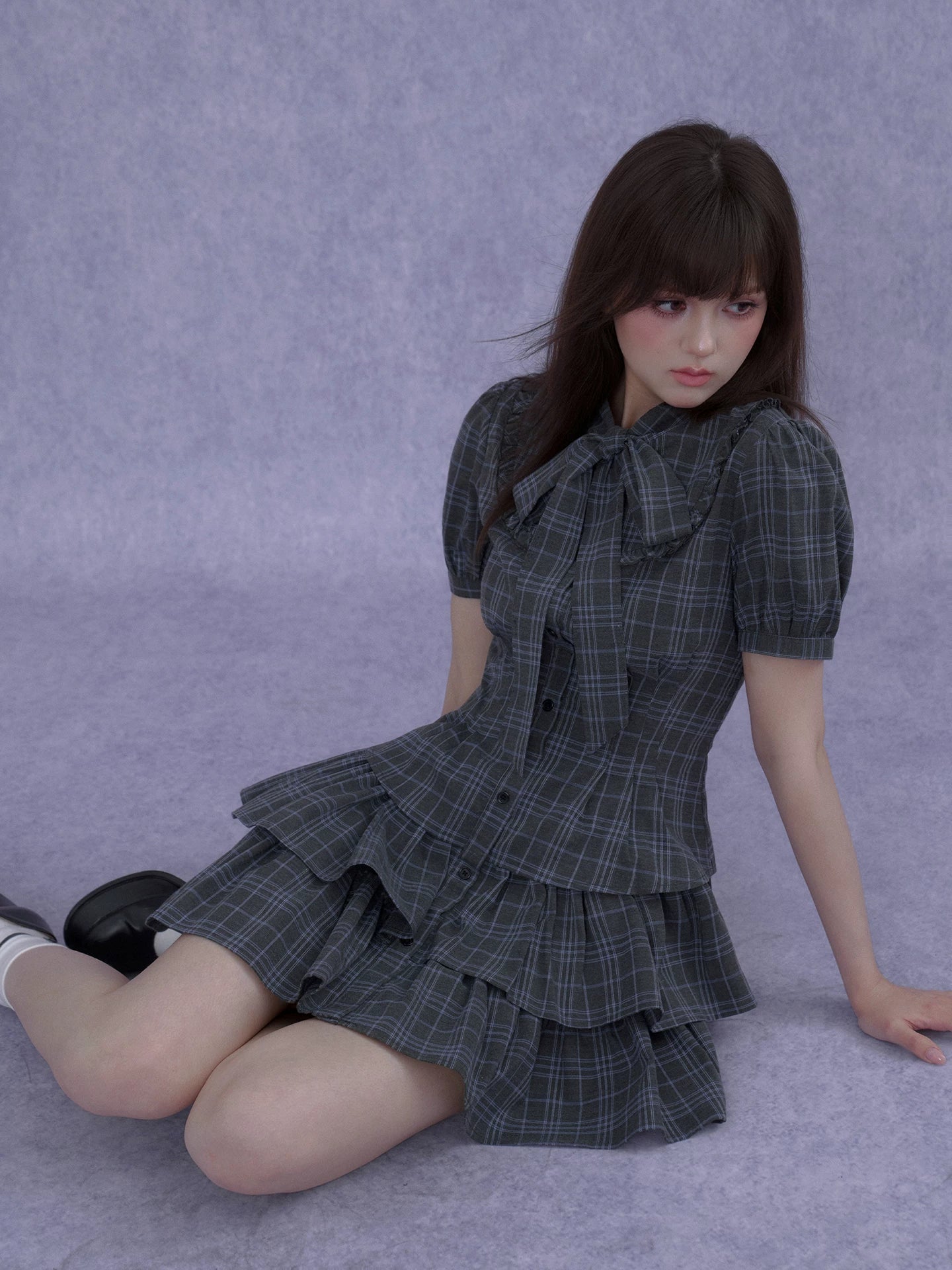 SagiDolls Girls “Fighting Spirit” #Twilight Doll #Grey-Blue Check Bow Cake Dress Lolita Summer