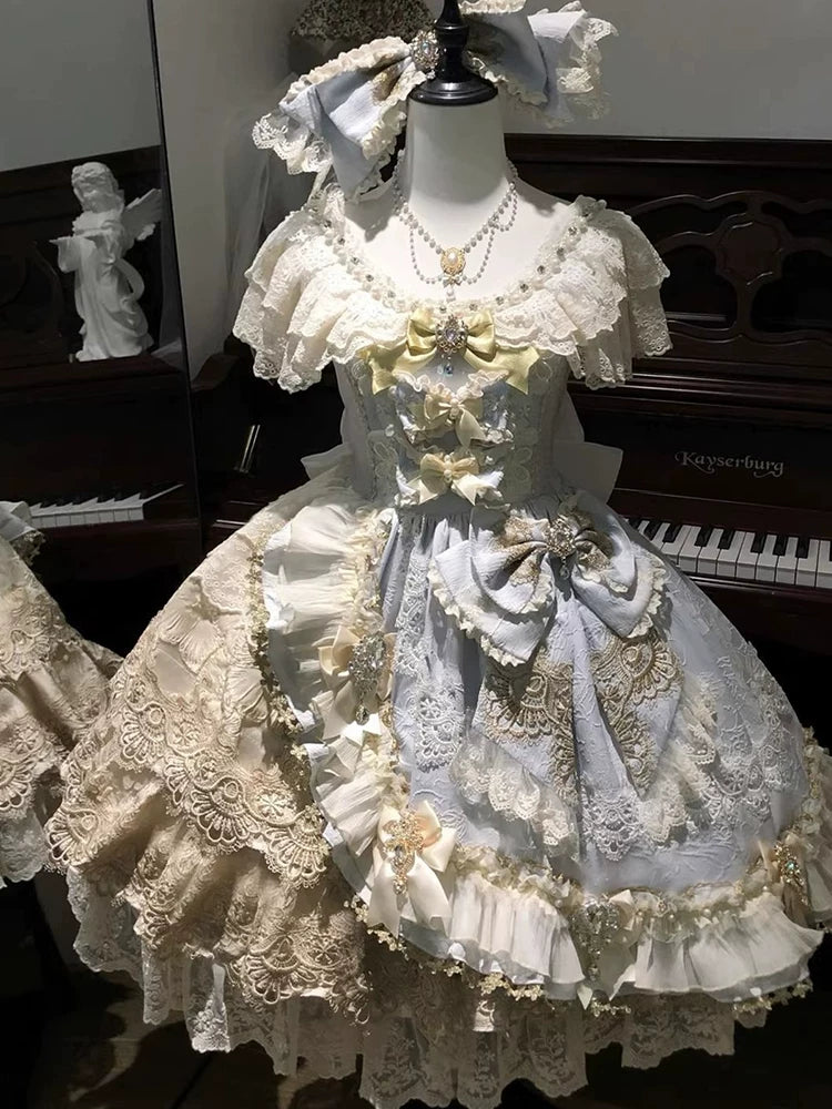 Everlasting Cute & Luxurious Elegant Lolita Dress Heart Evening Gown for Women, Birthday Celebration Princess Dress, Lolita