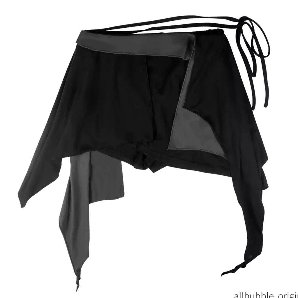 Gray and black contrast knitted culottes