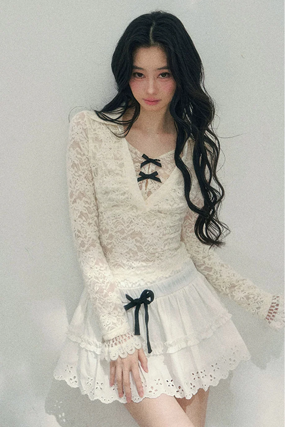 Lace Ribbon Slim Top