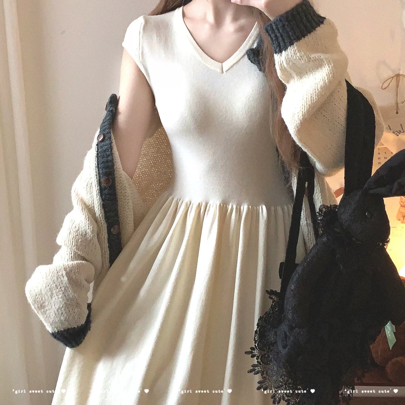 Final Clearance Elegant Slim-Fit Minimalist Layering Longline Sleeveless Knit Waist-Defining Dress